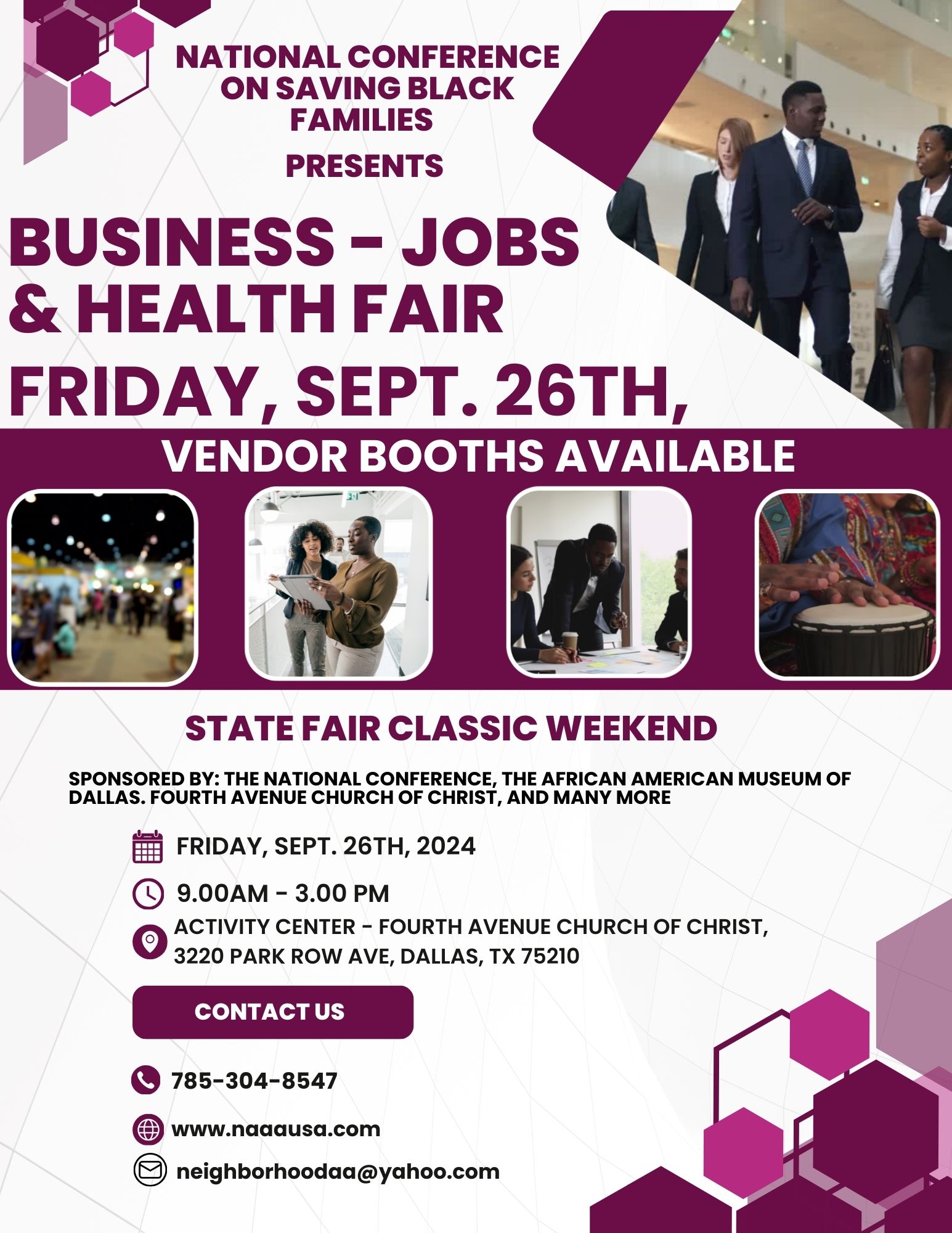 2024 Business Fair Dallas National Conf 8 2024 Final Purple Modern Career Fair Jpeg Flyer